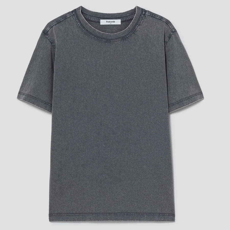 8 seconds Garment Dyed Oversized Short Sleeve T-shirt — Ash