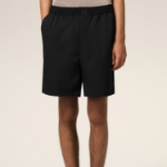 ami Ami Elasticated Waist Shorts – Wool Gabardine Black
