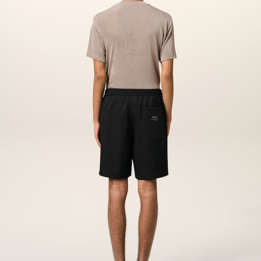 ami Ami Elasticated Waist Shorts – Wool Gabardine Black