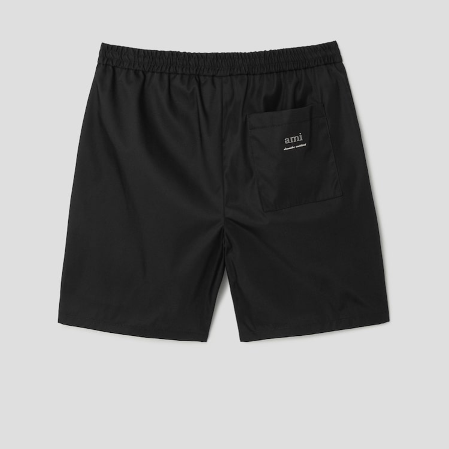 ami Ami Elasticated Waist Shorts – Wool Gabardine Black