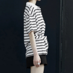 8 seconds Stripe Shirred Side Piqué T-shirt — White