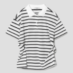 8 seconds Stripe Shirred Side Piqué T-shirt — White