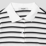 8 seconds Stripe Shirred Side Piqué T-shirt — White