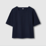 JAJU Textured Short Sleeve Blouse – Navy