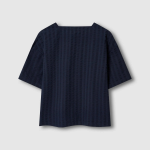 JAJU Textured Short Sleeve Blouse – Navy