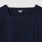 JAJU Textured Short Sleeve Blouse – Navy