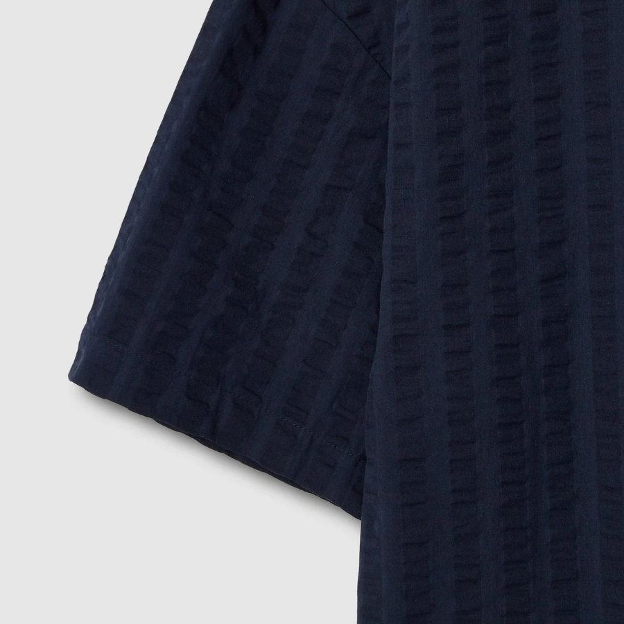 JAJU Textured Short Sleeve Blouse – Navy