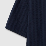 JAJU Textured Short Sleeve Blouse – Navy