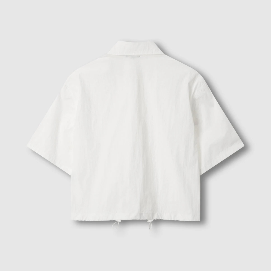JAJU Textured Short Sleeve String Shirt – White