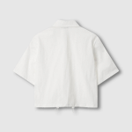 JAJU Textured Short Sleeve String Shirt – White