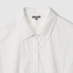 JAJU Textured Short Sleeve String Shirt – White