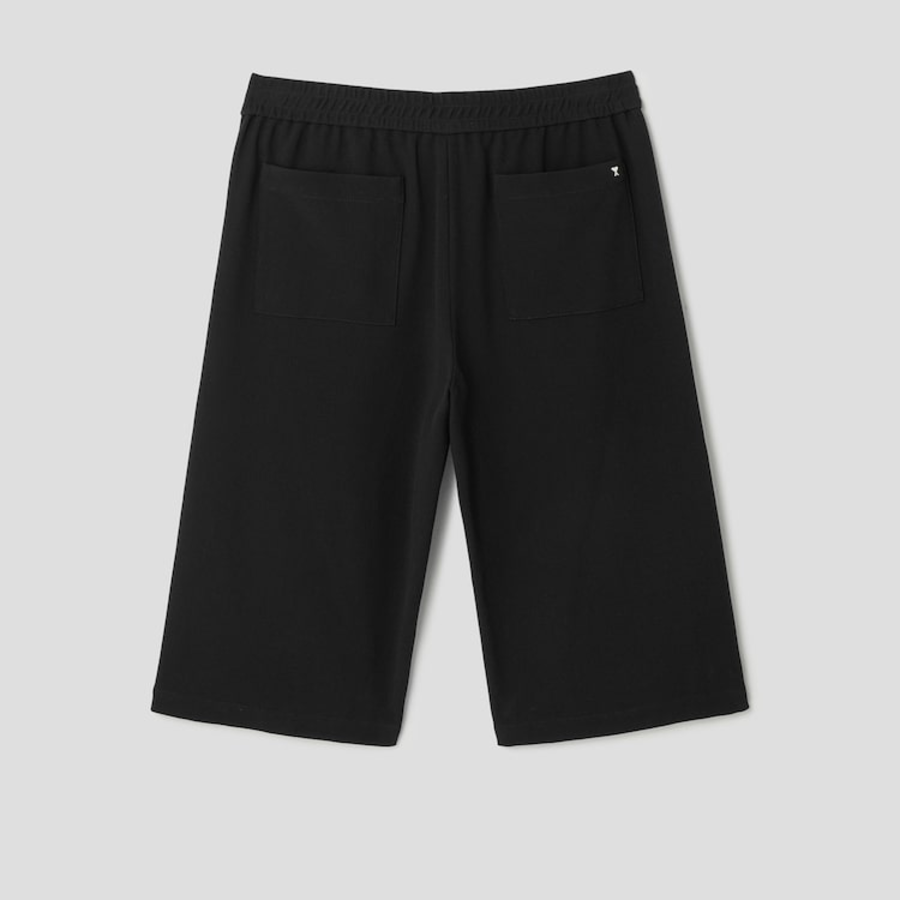 ami Belted Elasticated Large Shorts – Wool Gabardine Black