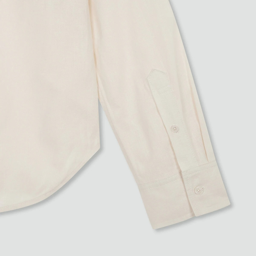 JAJU Linen-Blend Long Sleeve Shirt – Ivory
