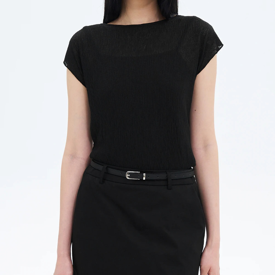 8 seconds Crinkled Short Sleeve T-shirt — Black