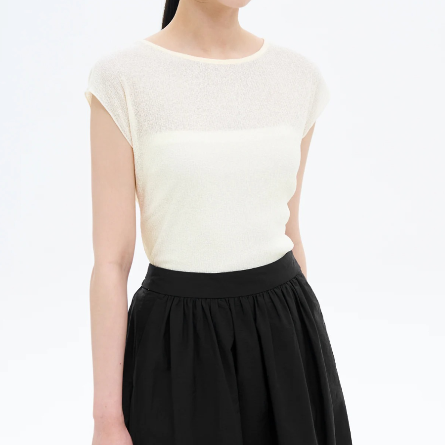 8 seconds Crinkled Short Sleeve T-shirt — Ivory