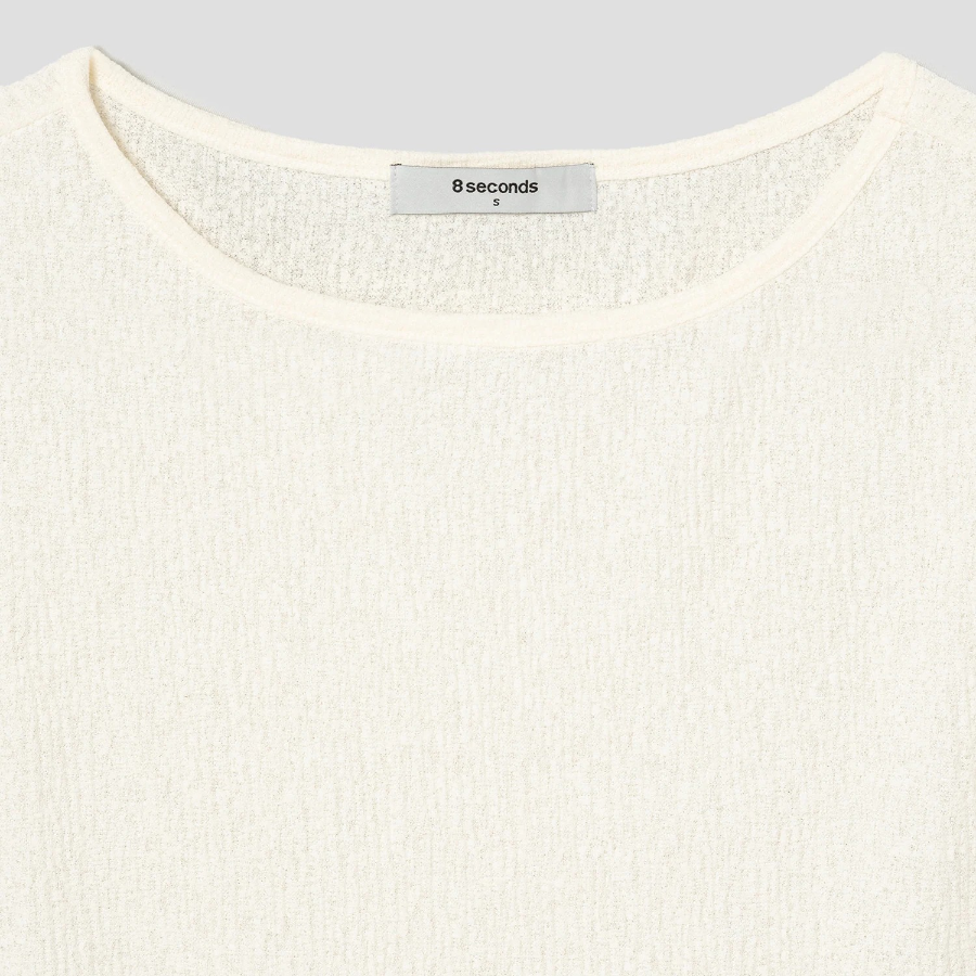 8 seconds Crinkled Short Sleeve T-shirt — Ivory