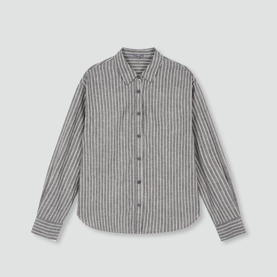 JAJU Linen Blended Long Sleeve Shirt – Dark Grey