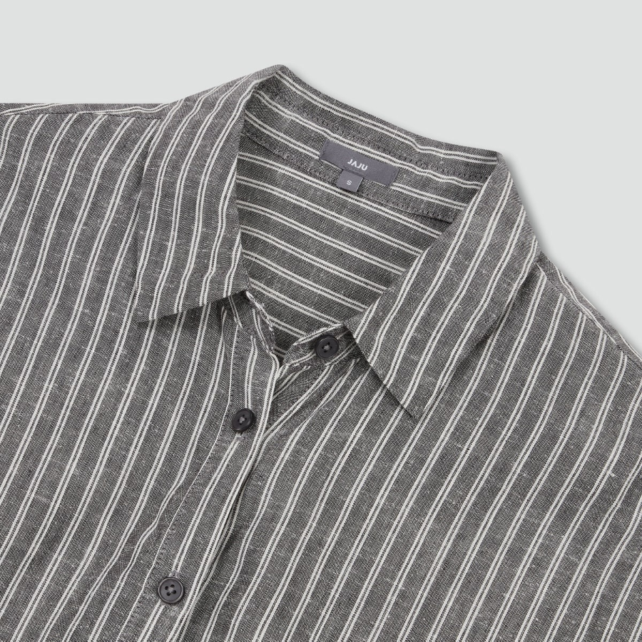JAJU Linen Blended Long Sleeve Shirt – Dark Grey