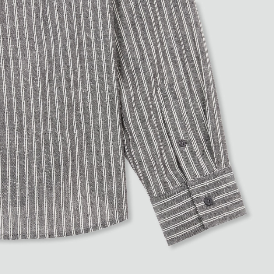 JAJU Linen Blended Long Sleeve Shirt – Dark Grey