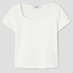 8 seconds Waffle Solid Square Neck T-shirt — Ivory