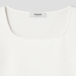 8 seconds Waffle Solid Square Neck T-shirt — Ivory