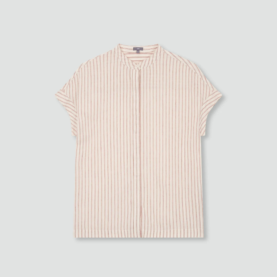 JAJU Linen Blended Cap Sleeve Shirt – Light Brown