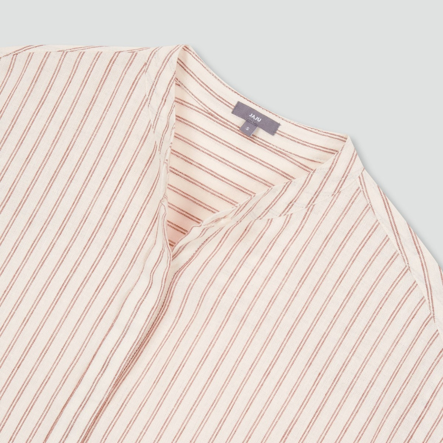 JAJU Linen Blended Cap Sleeve Shirt – Light Brown