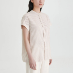 JAJU Linen Blended Cap Sleeve Shirt – Light Brown