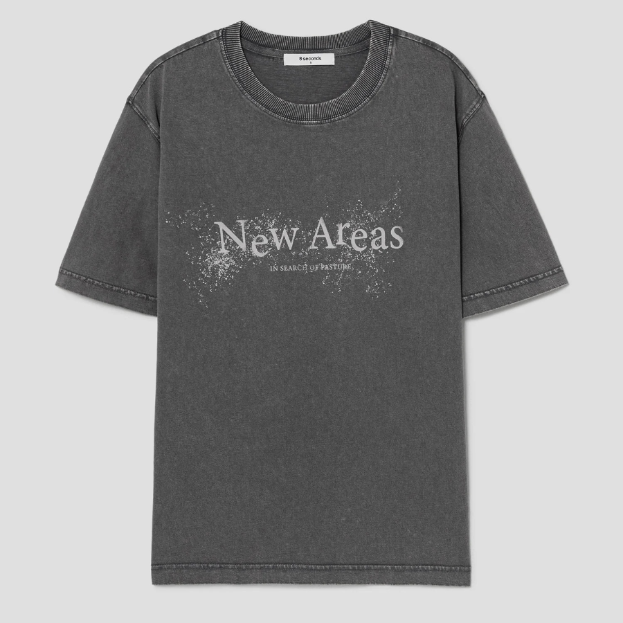 8 seconds Garment Dyed Short Sleeve T-shirt — Ash