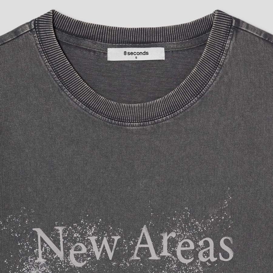 8 seconds Garment Dyed Short Sleeve T-shirt — Ash