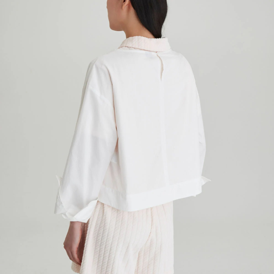 JAJU Cotton Tunic Long Sleeve Blouse – White