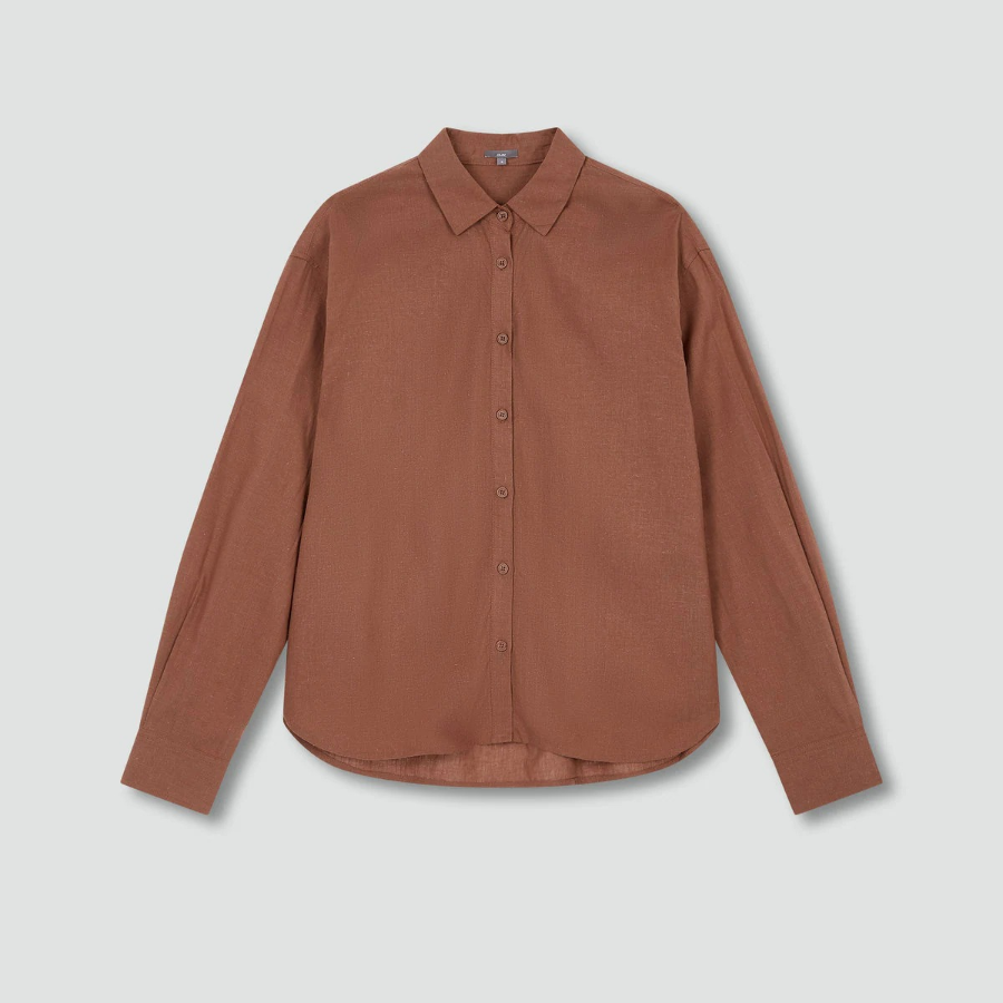 JAJU Linen Blended Long Sleeve Shirt – Brick