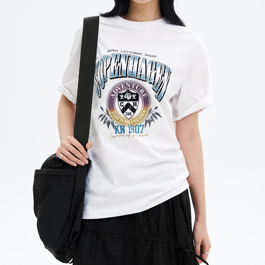 8 seconds Casual Graphic Oversized T-shirt — White