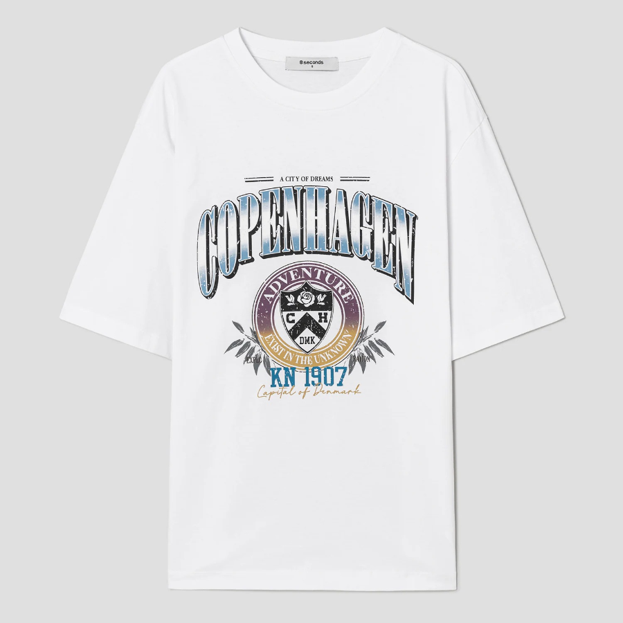 8 seconds Casual Graphic Oversized T-shirt — White