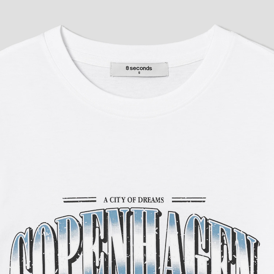 8 seconds Casual Graphic Oversized T-shirt — White