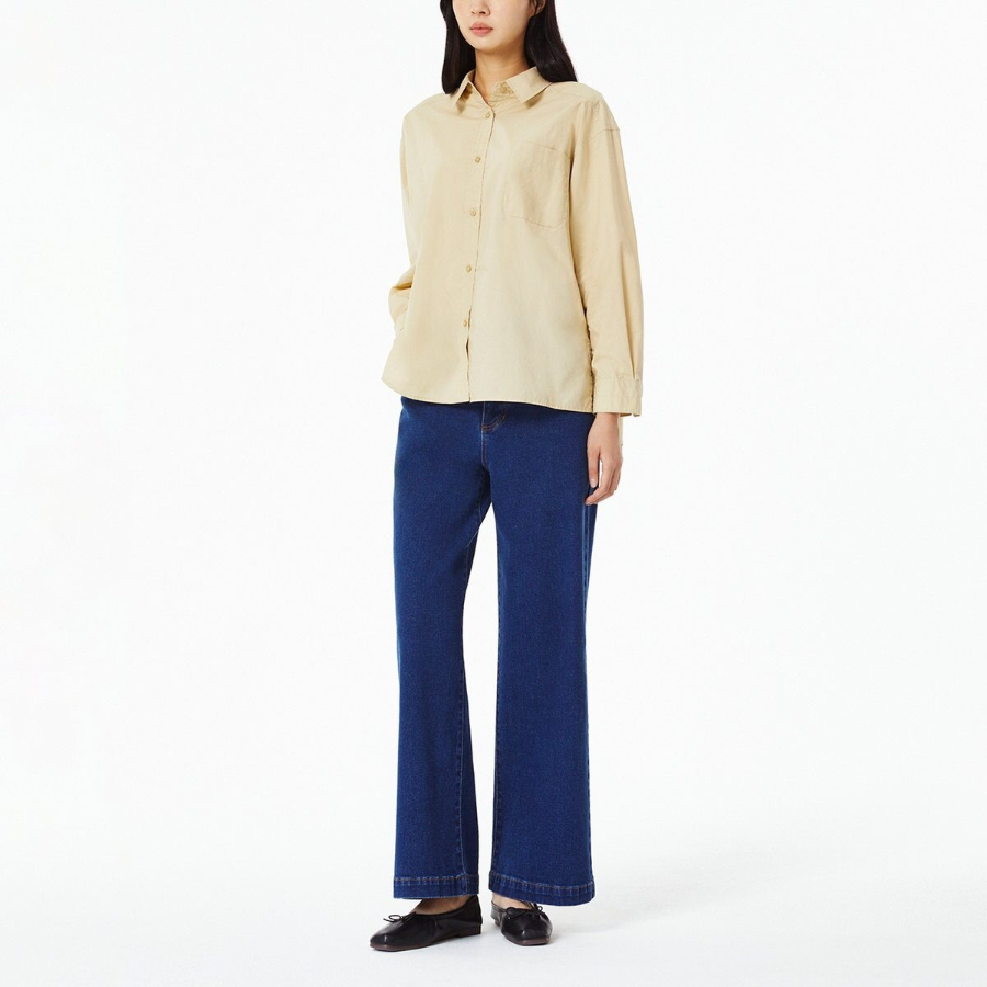 JAJU Cotton Loose Fit Shirt – Beige