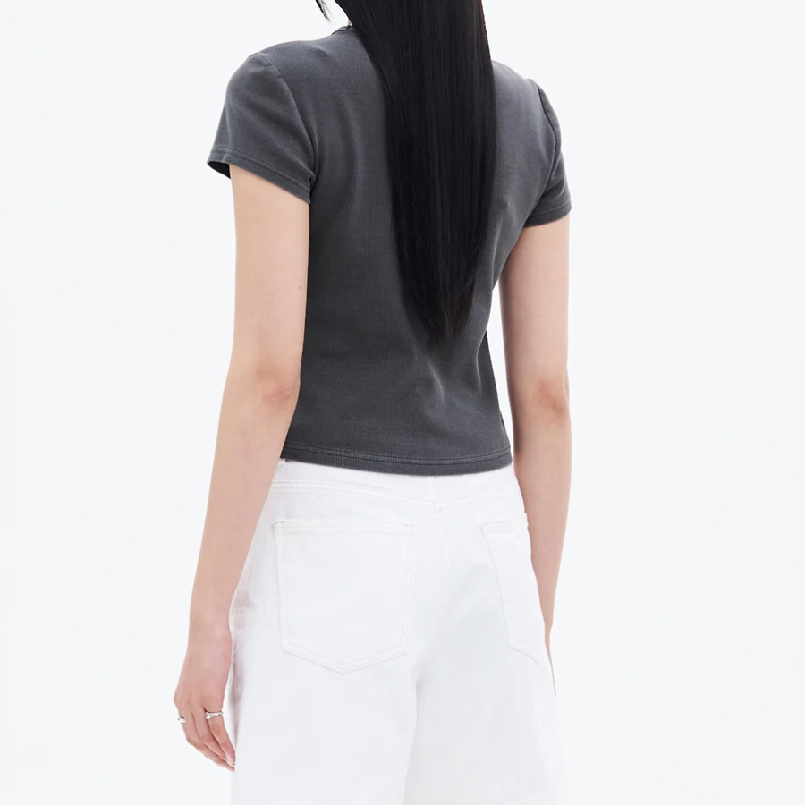 8 seconds Garment-dyed Ribbed Graphic T-shirt — Ash