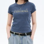 8 seconds Garment-dyed Ribbed Graphic T-shirt — Blue