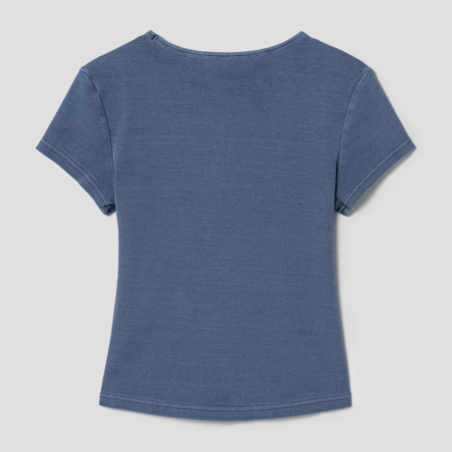 8 seconds Garment-dyed Ribbed Graphic T-shirt — Blue