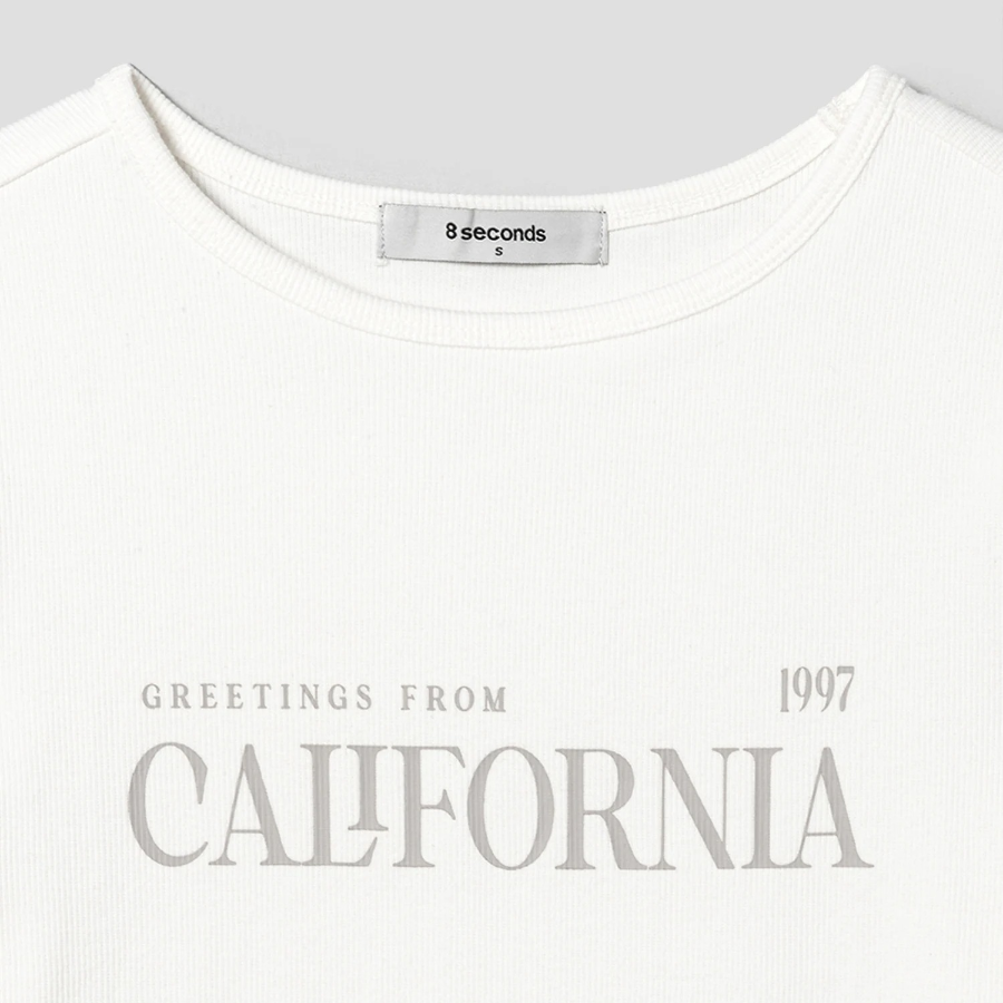 8 seconds Garment-dyed Ribbed Graphic T-shirt — White