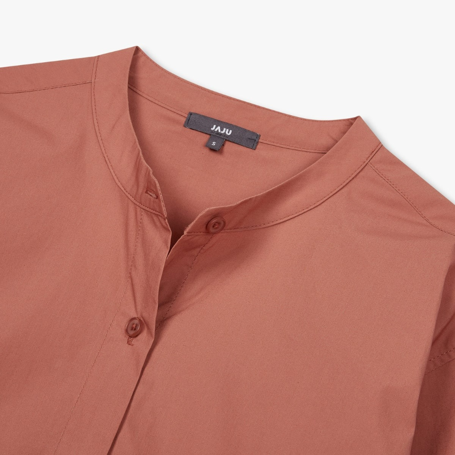 JAJU Henley Neck Shirt – Brick