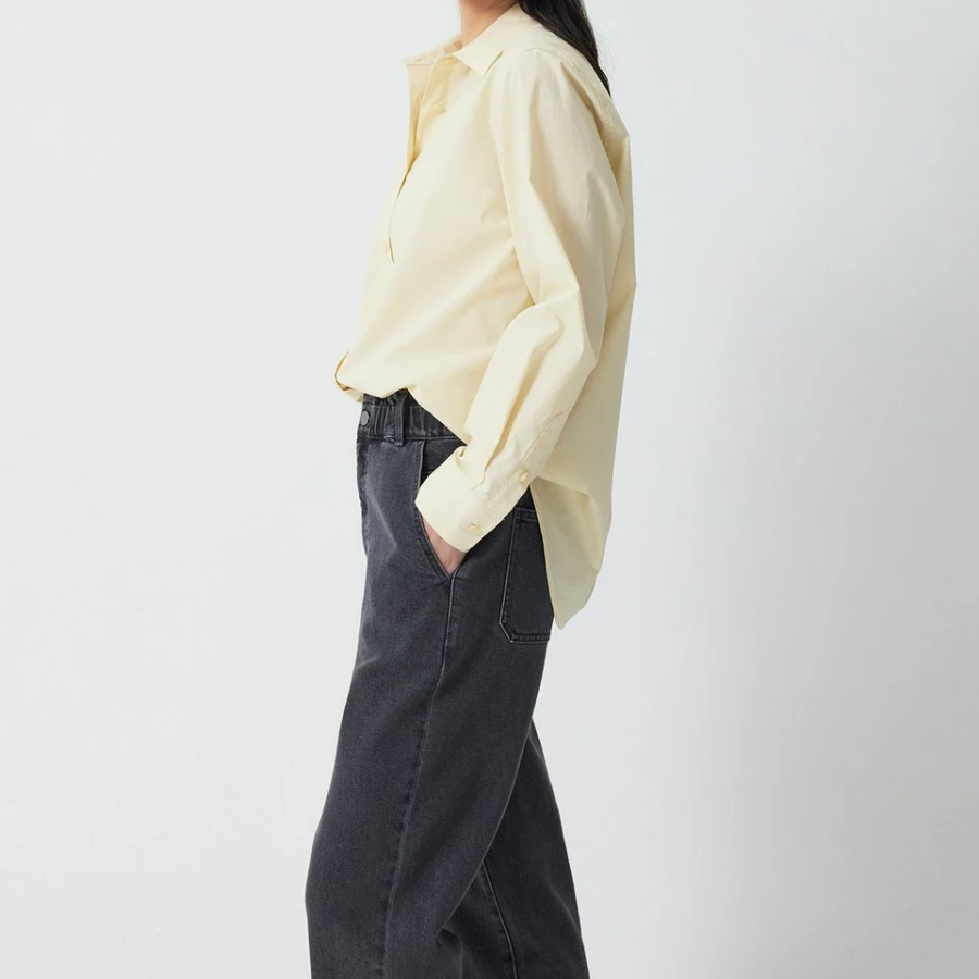 JAJU Cotton Poplin Long Sleeve Shirt – Yellow