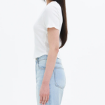 8 seconds U-neck Snap Short-sleeve T-shirt — White