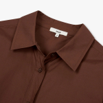 JAJU Cotton Poplin Long Sleeve Shirt – Brown