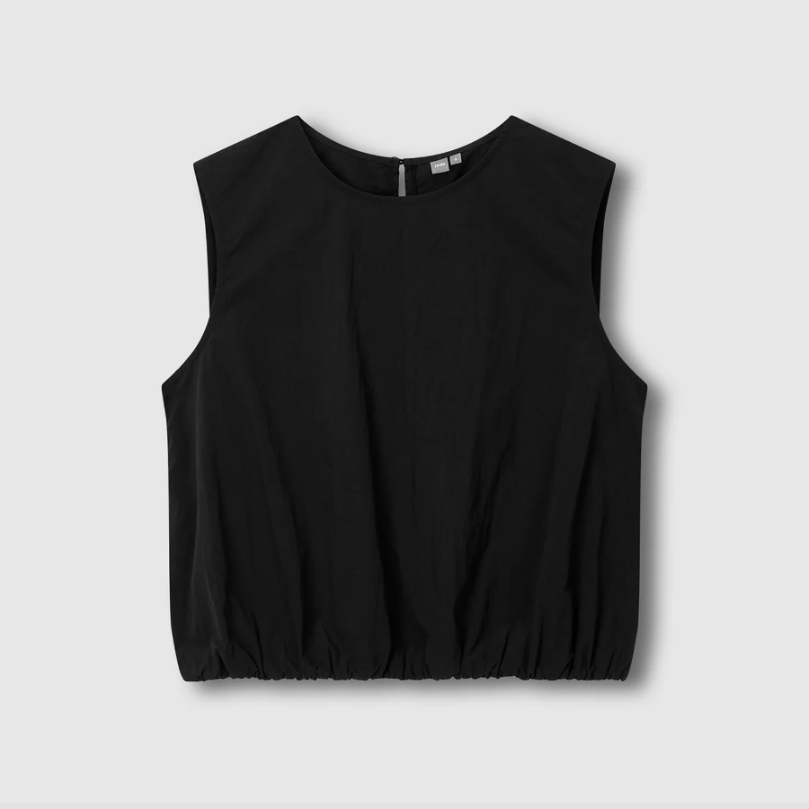 JAJU Shirring Sleeveless Blouse – Black