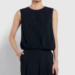 JAJU Shirring Sleeveless Blouse – Black