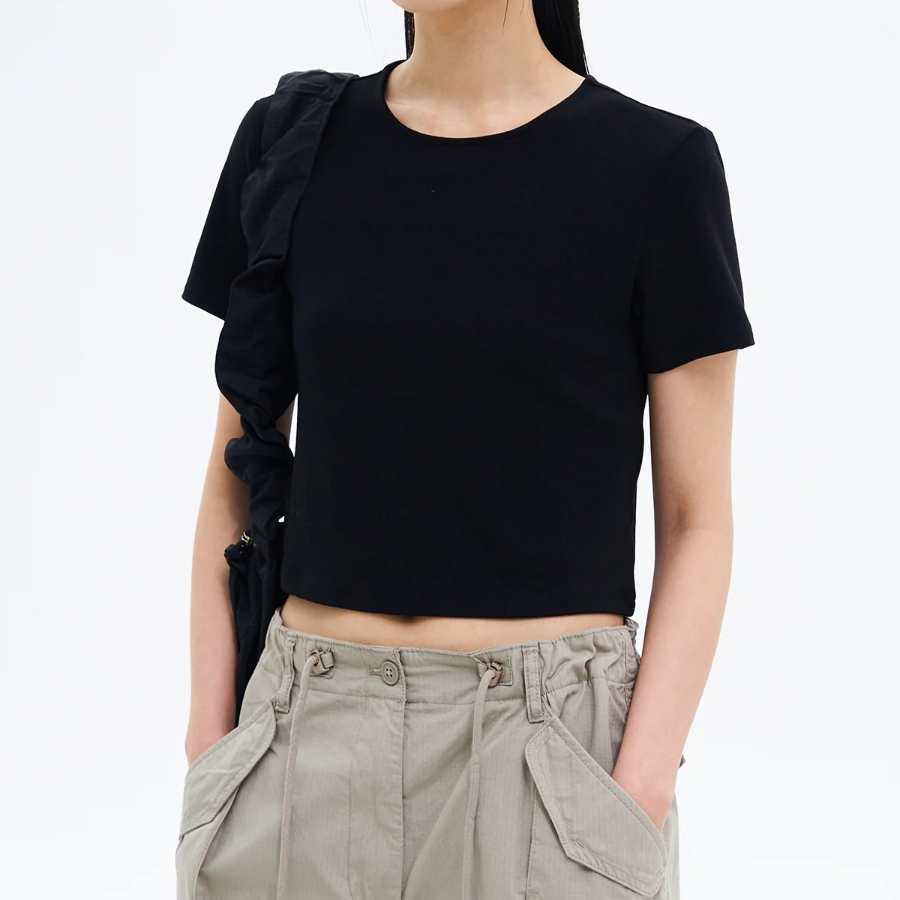 8 seconds Cool-touch Crop Short-sleeve T-shirt — Black