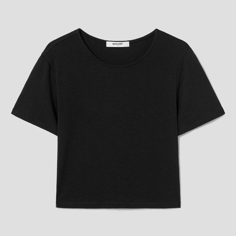 8 seconds Cool-touch Crop Short-sleeve T-shirt — Black