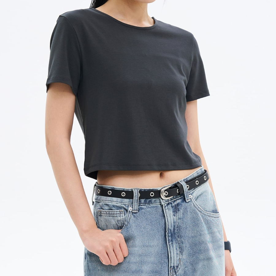 8 seconds Cool-touch Crop Short-sleeve T-shirt — White