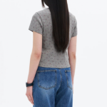 8 seconds Pointelle Graphic Short-sleeve T-shirt — Grey